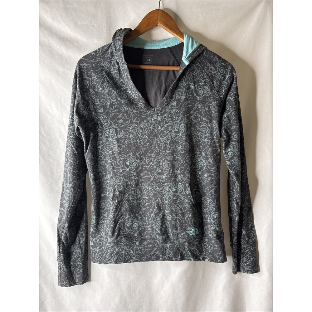 The North Face Women M Floral Paisley Print Lightweight Pullover V-neck Hoodie